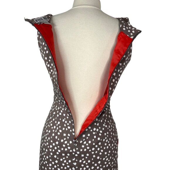 Robbie Bee Sheath Dress Brown White Size 6 Polka Dots Sleeveless Pockets Lined - Picture 6 of 8